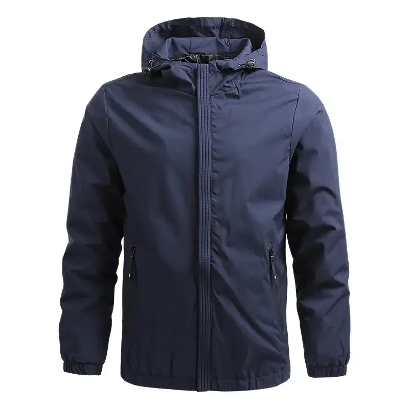 Black Full-Zip Hooded Men's Jacket - Image 14