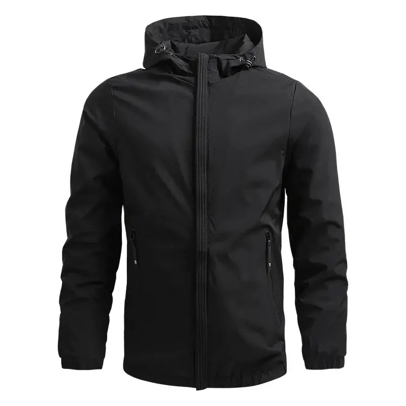 Black Full-Zip Hooded Men's Jacket - Image 7