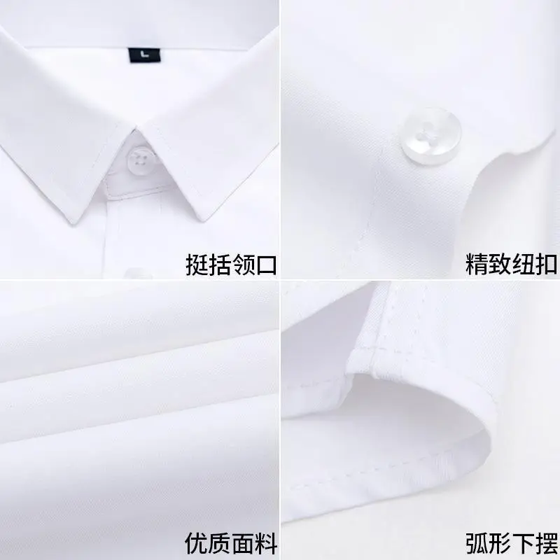 Men White Short Sleeve Business Shirt Slim Fit 2021 - Image 10
