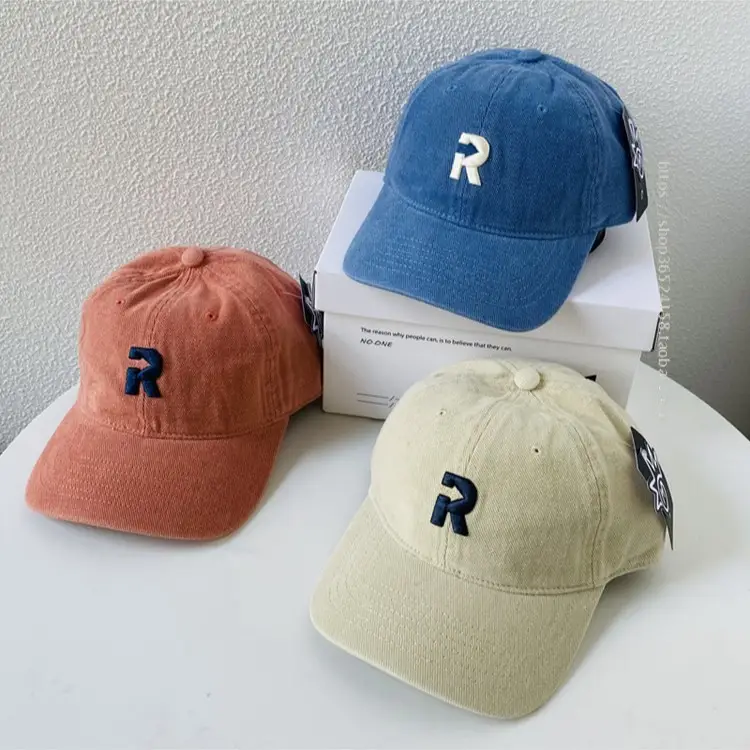 Korean Style Women's Cotton Baseball Cap Orange with Embroidered Logo - Image 7