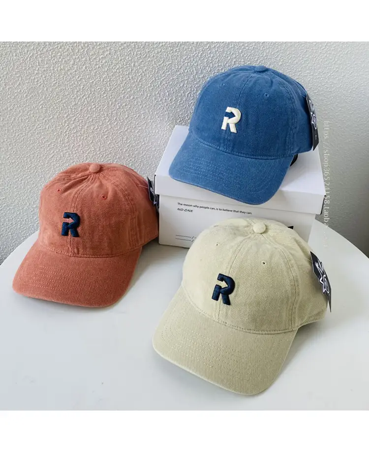 Korean Style Women's Cotton Baseball Cap Orange with Embroidered Logo — feature 1