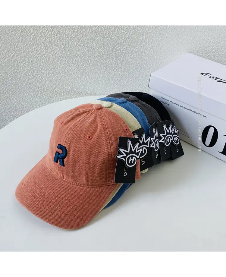 Korean Style Women's Cotton Baseball Cap Orange with Embroidered Logo — feature 3