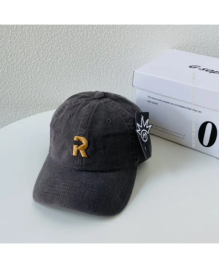 Korean Style Women's Cotton Baseball Cap Orange with Embroidered Logo — feature 8