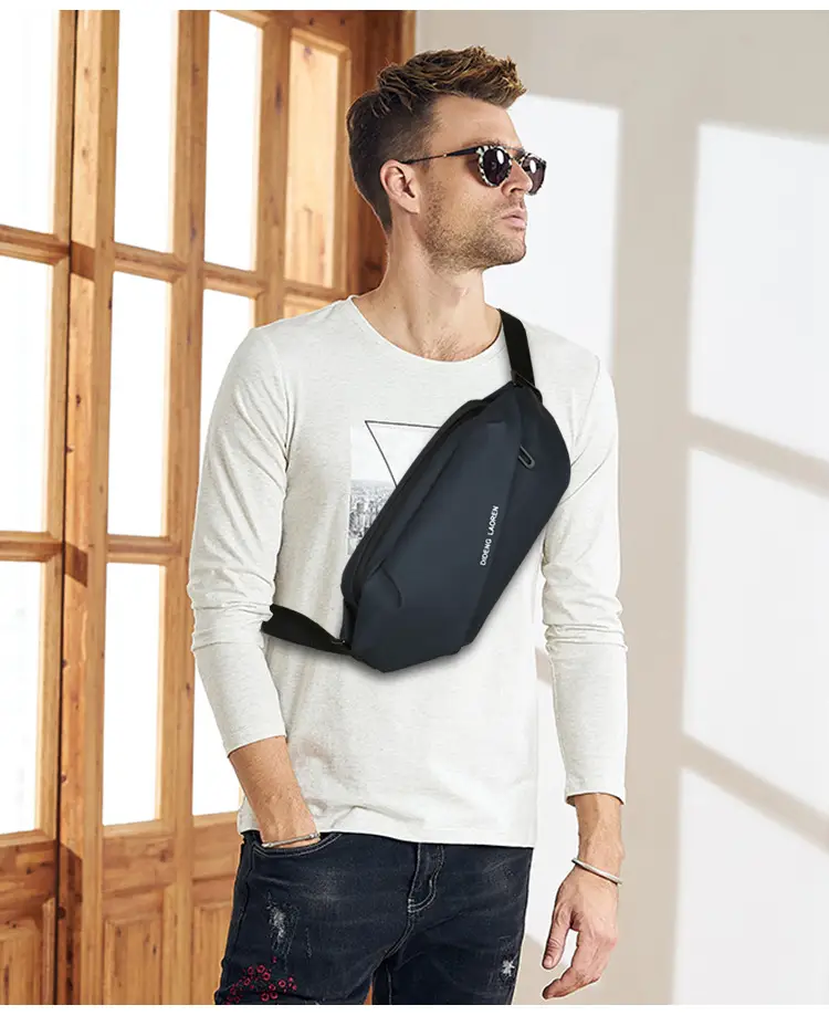Men's Grey Cycling Chest Bag with Adjustable Strap — feature 14