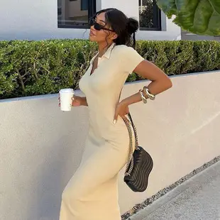 Women Sexy V-Neck Backless Jumpsuit Hip Skirt Suit Light Blue â feature 13
