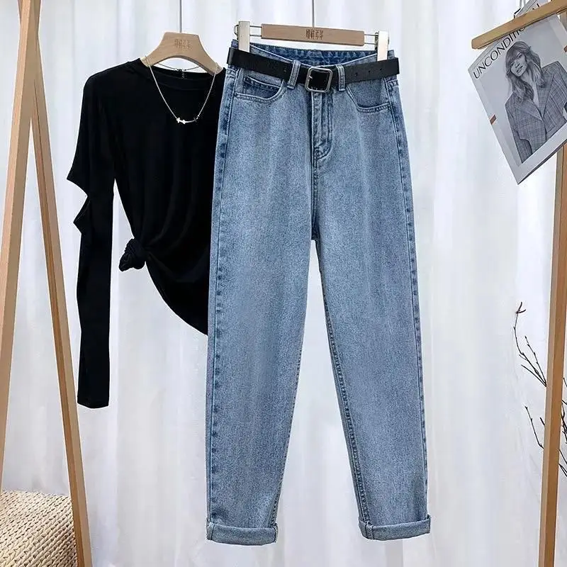 Plus Size Velvet Pants with Harlan Radish Jeans Set