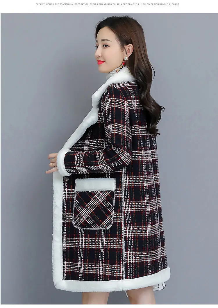 2025 Women Velvet Mid-Length Outfit White Plaid — feature 10