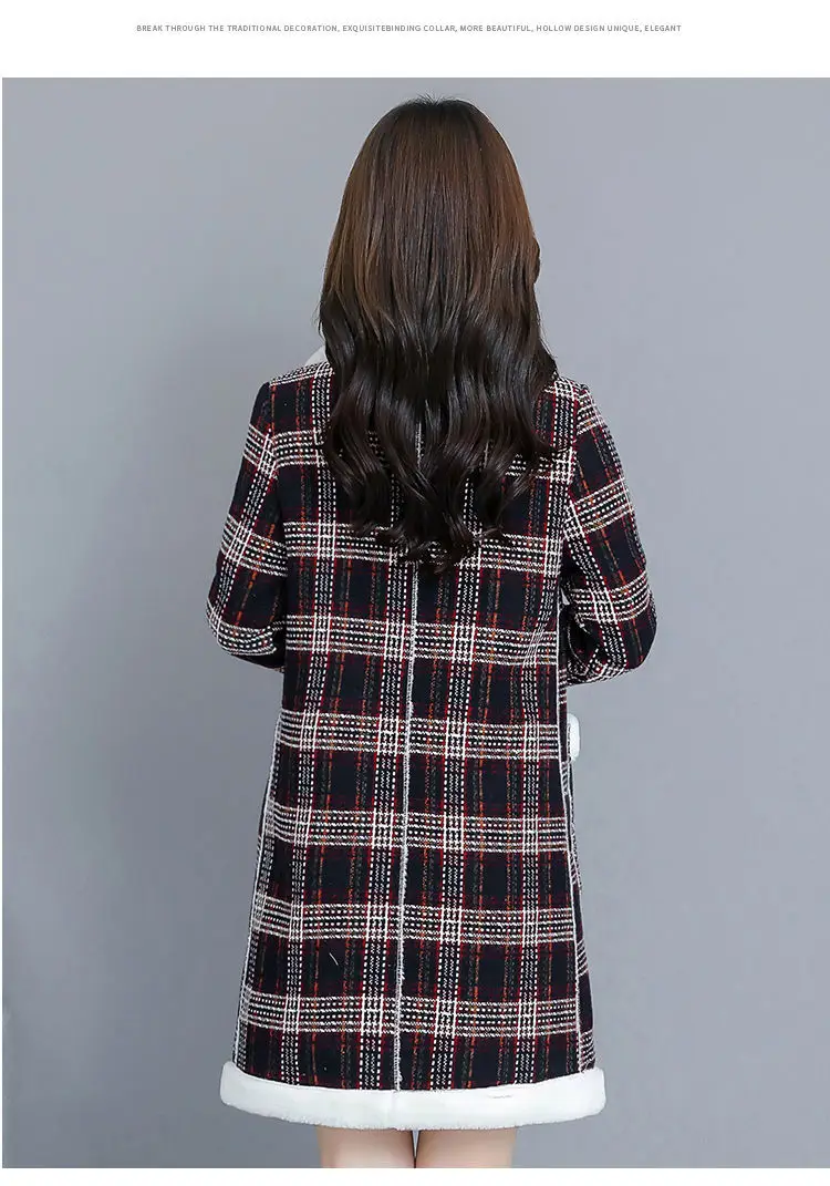 2025 Women Velvet Mid-Length Outfit White Plaid — feature 11