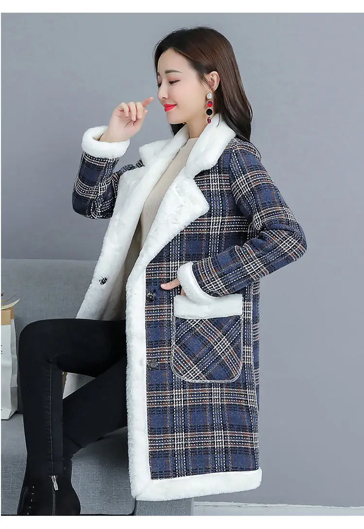2025 Women Velvet Mid-Length Outfit White Plaid — feature 12