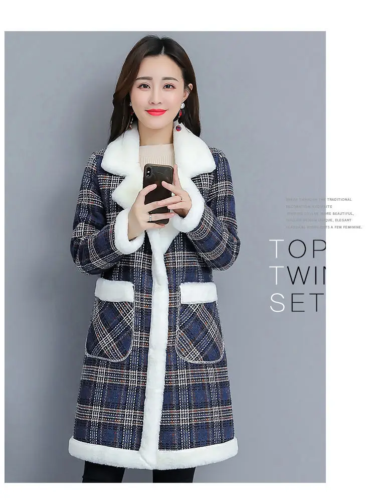 2025 Women Velvet Mid-Length Outfit White Plaid — feature 13