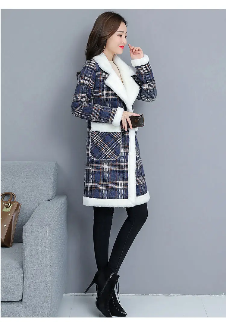 2025 Women Velvet Mid-Length Outfit White Plaid — feature 14