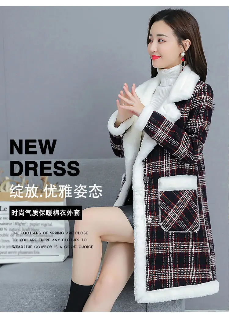 2025 Women Velvet Mid-Length Outfit White Plaid — feature 2
