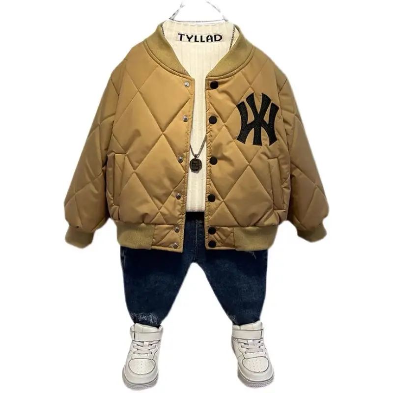 New York Yankees Quilted Bomber Jacket for Boys Brown - Image 5