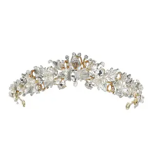 Cross-Border Bridal Jewelry Pearl Headband Crown Fairy Wedding Dinner Headdress Forest Style Diamond Crystal Flower Crown — feature 7