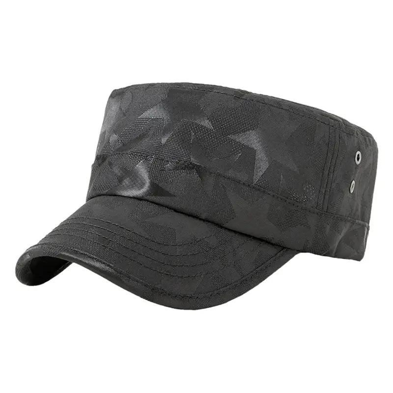 Men's Camo Flat Cap Sun Hat Black