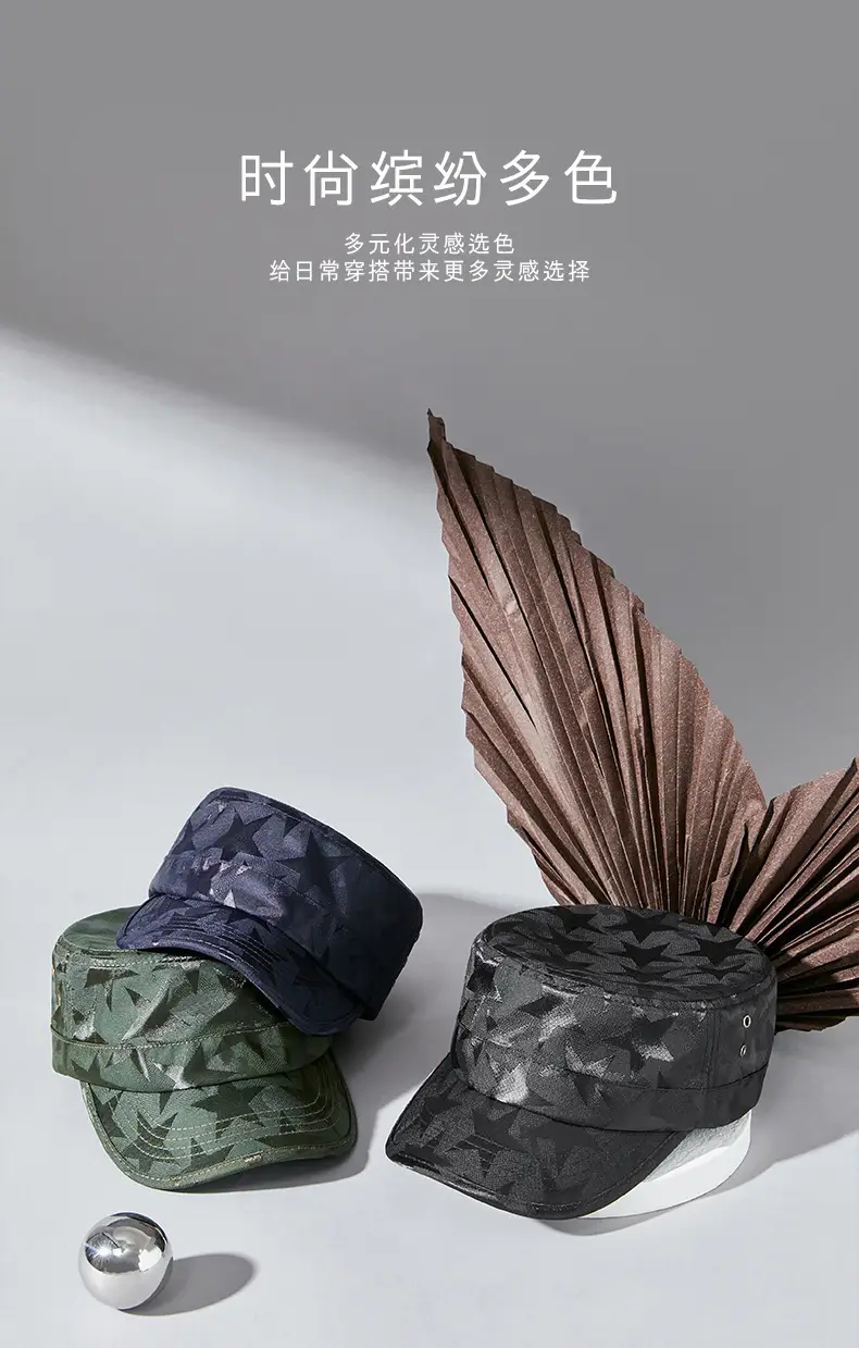 Men's Camo Flat Cap Sun Hat Black — feature 12