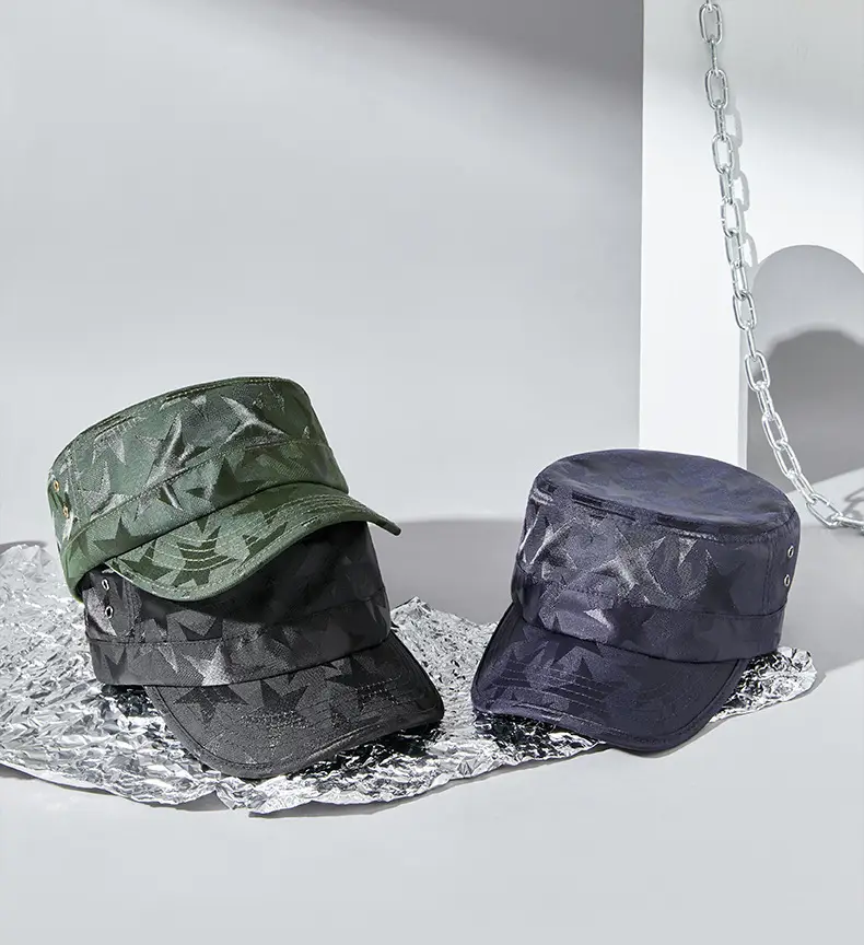 Men's Camo Flat Cap Sun Hat Black — feature 3