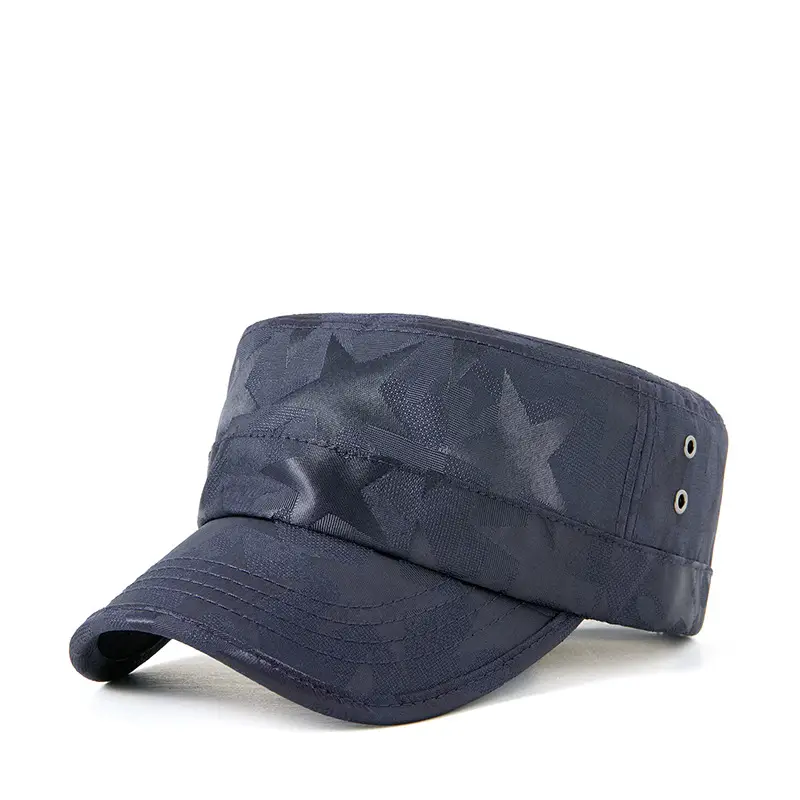 Men's Camo Flat Cap Sun Hat Black - Image 2