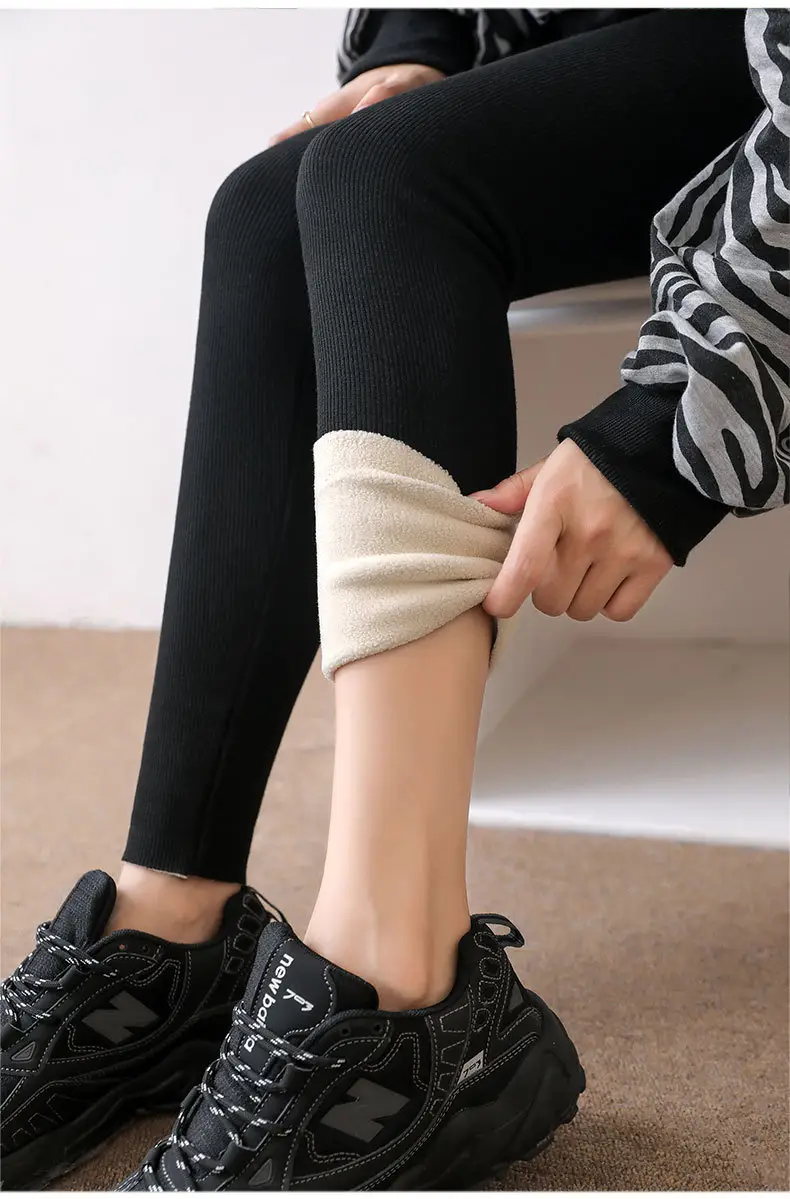 Women Zebra Print Leggings Warm Cotton Outerwear Set — feature 15