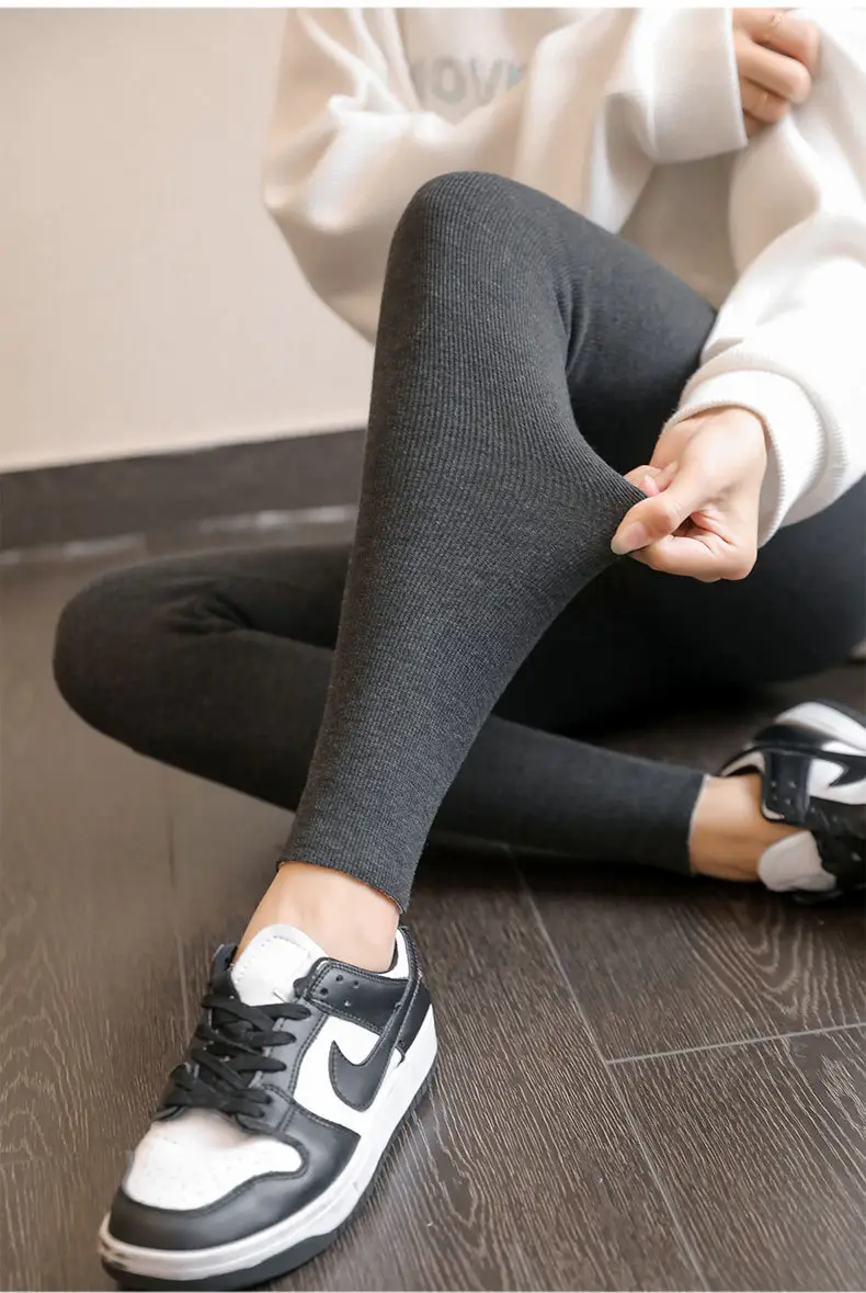 Women Zebra Print Leggings Warm Cotton Outerwear Set — feature 21