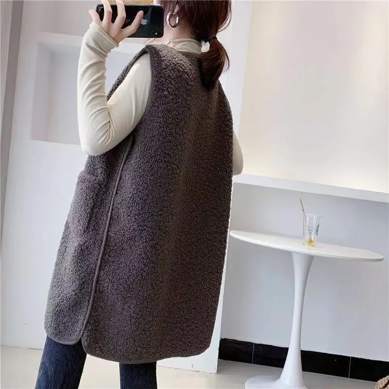 Women's Velvet Vest Coat Brown 2021 - Image 4