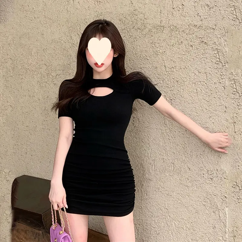 Black Hip-Hugging T-Shirt for Women Spring Summer - Image 6