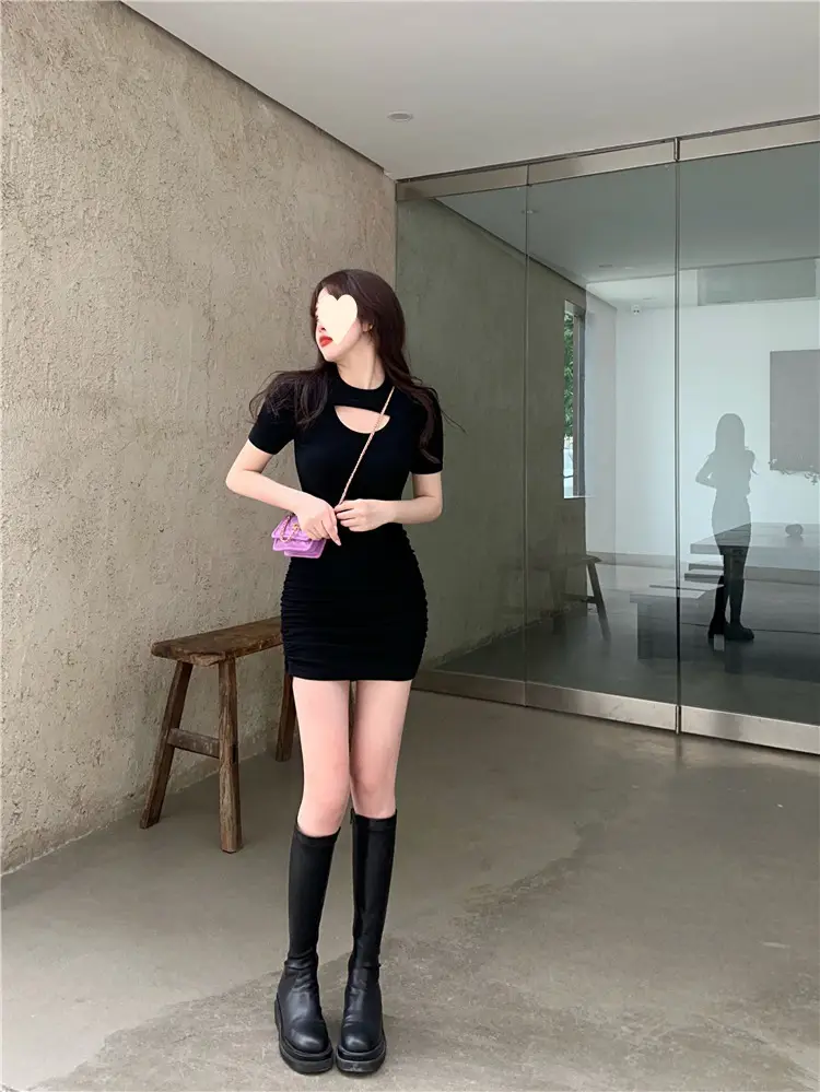 Black Hip-Hugging T-Shirt for Women Spring Summer — feature 13