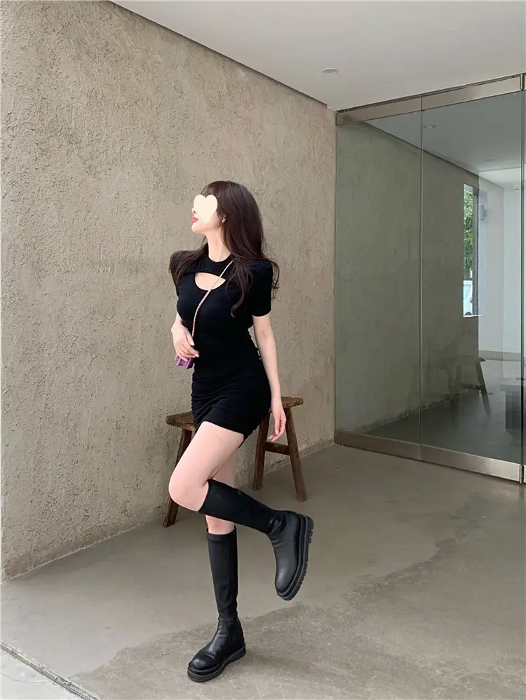 Black Hip-Hugging T-Shirt for Women Spring Summer — feature 14
