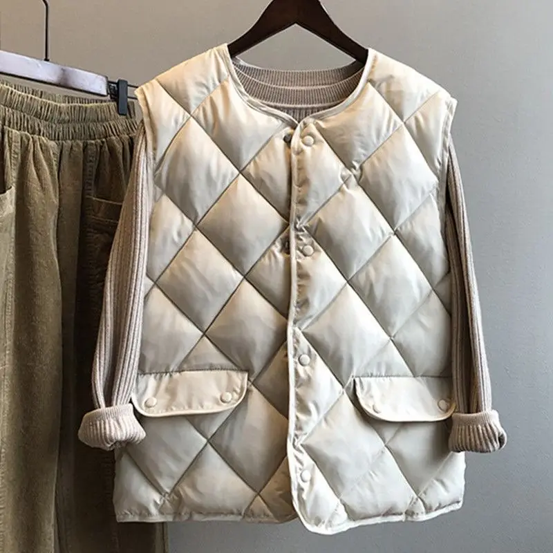 Women Black Quilted Vest Winter Cotton Korean Style - Image 5