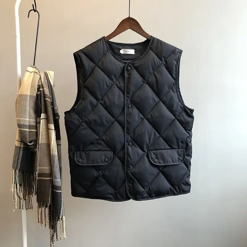 Women Black Quilted Vest Winter Cotton Korean Style - Image 6