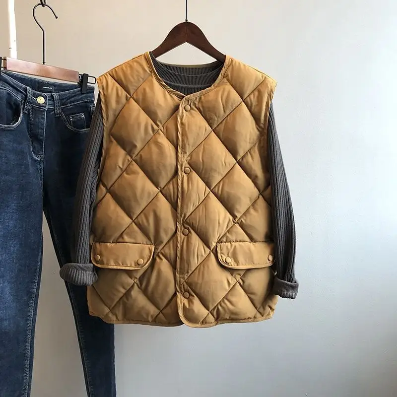 Women Black Quilted Vest Winter Cotton Korean Style - Image 8