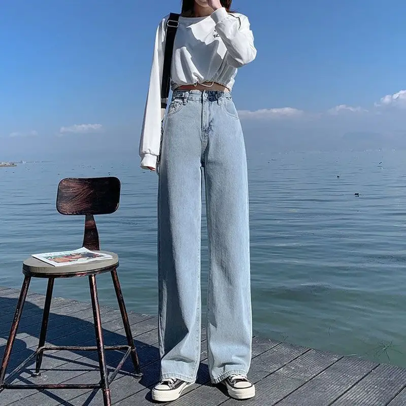 Adjustable Waist Wide Leg Jeans Women 2021 - Image 3