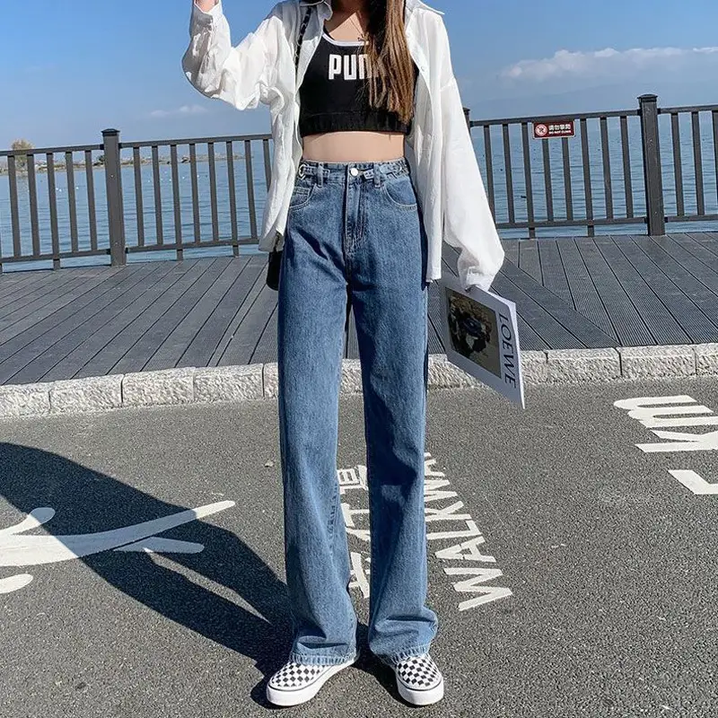 Adjustable Waist Wide Leg Jeans Women 2021 - Image 2