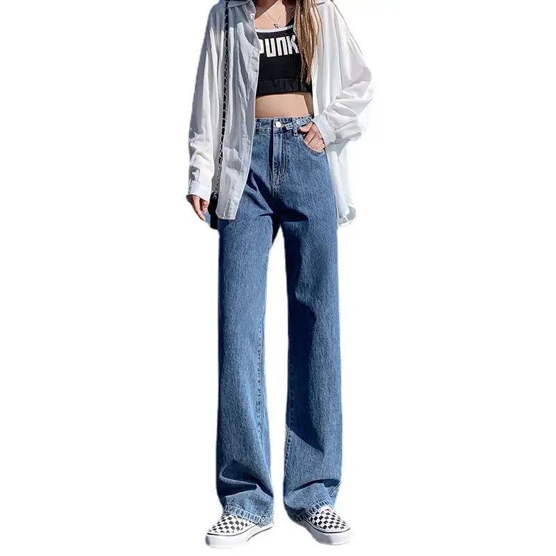 Adjustable Waist Wide Leg Jeans Women 2021 - Image 5