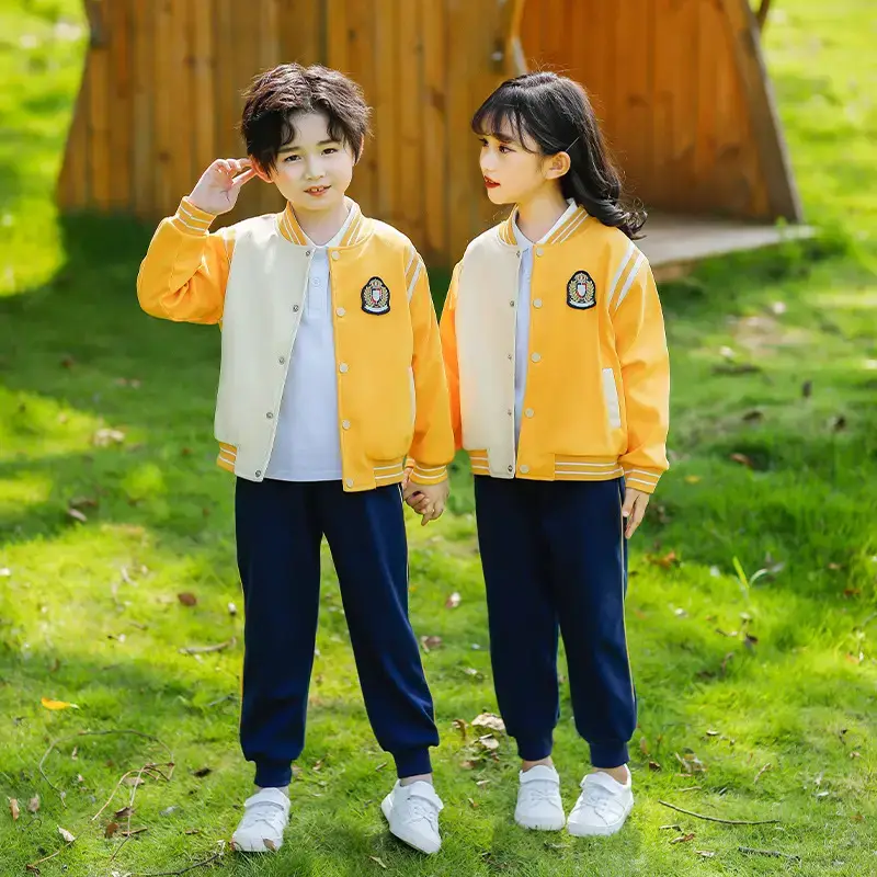 Kids First Grade Jacket Set Orange White Pants Set