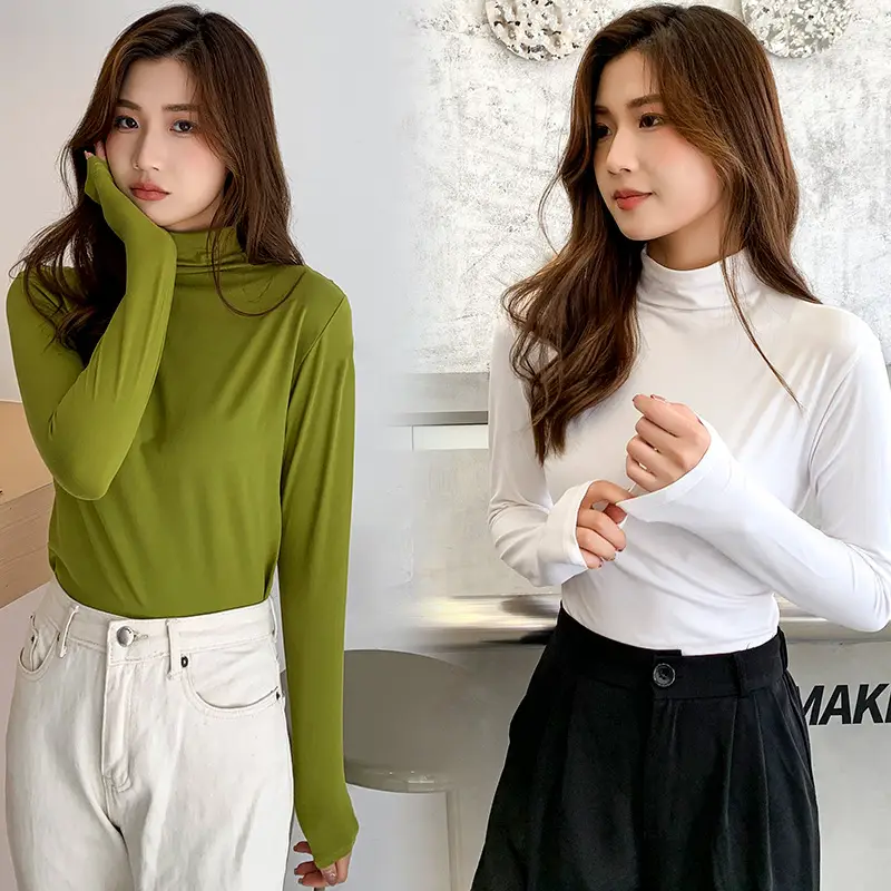Women's Long Sleeve Turtleneck Top Brown 2026 - Image 16