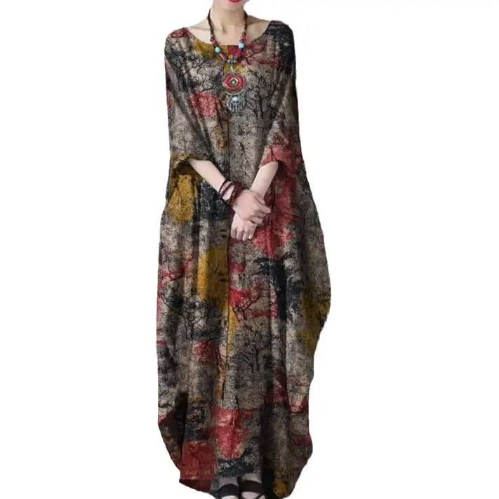 New Cross-Border Printed Long Pullover Dress for Women - Image 7