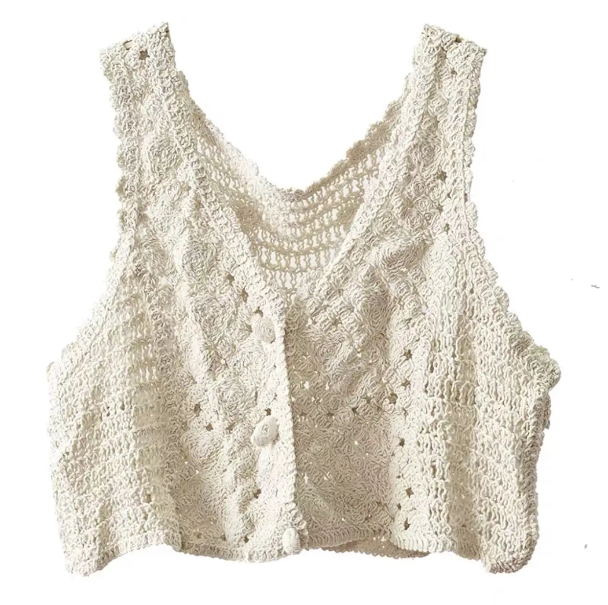 Women's Hollow Shawl Vest with Pony Clip & Waistcoat Design - Image 7