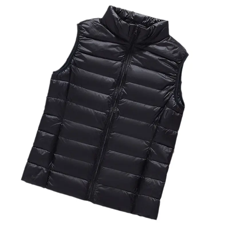Women's White Down Vest with Stand Collar Large Size - Image 18