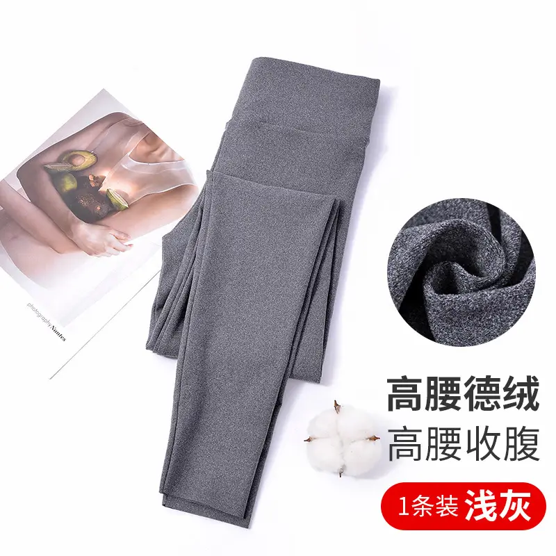 Black Velvet Padded Leggings Women Plus Size Winter Warm - Image 3