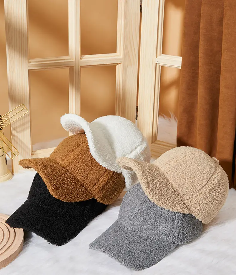 Winter Warm Duck Cap Windproof Lamb Plush Grey — feature 12