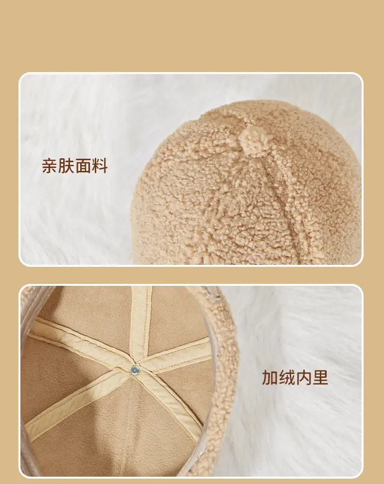 Winter Warm Duck Cap Windproof Lamb Plush Grey — feature 26