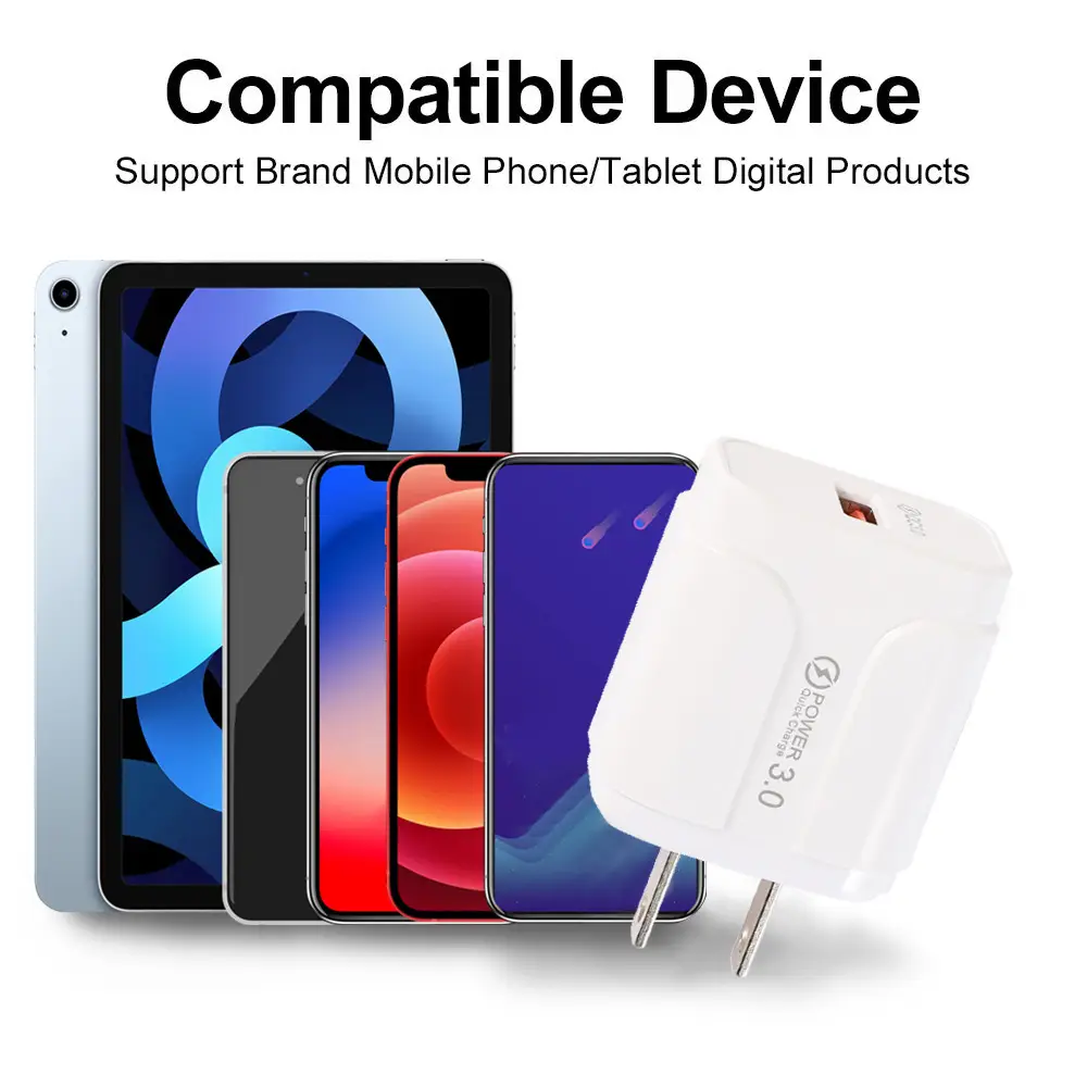 3A QC3.0 USB Fast Charger Black - Image 2