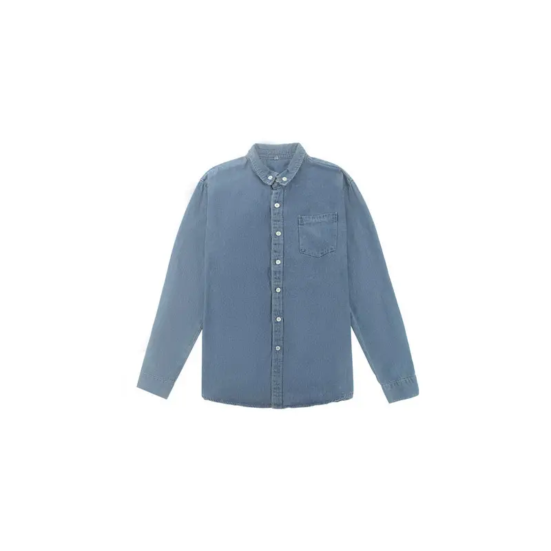 Men Long Sleeve Denim Shirt Blue Autumn Casual