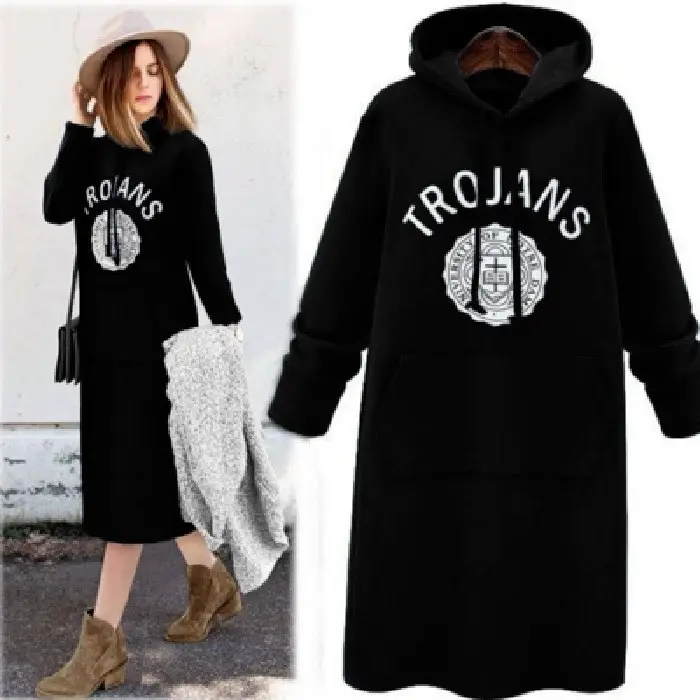 Trojans Hoodie Set Large Women Navy Grey Velvet Padded - Image 4