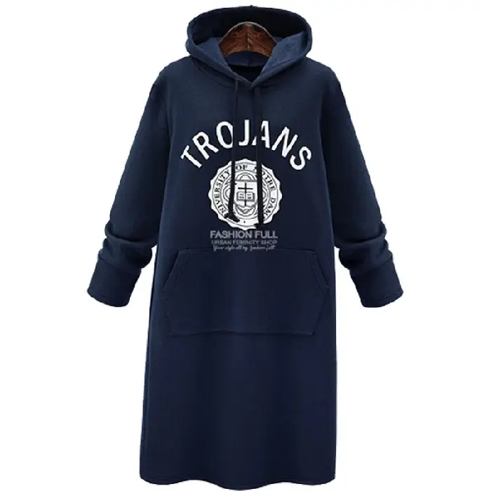 Trojans Hoodie Set Large Women Navy Grey Velvet Padded - Image 5