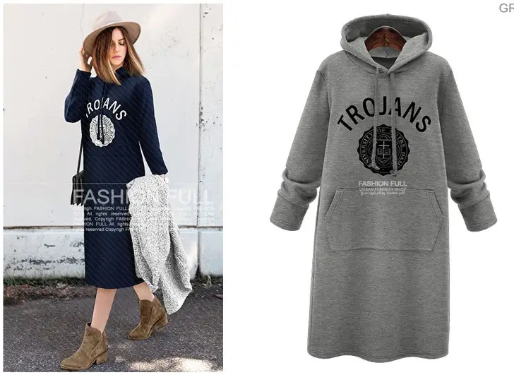 Trojans Hoodie Set Large Women Navy Grey Velvet Padded — feature 7