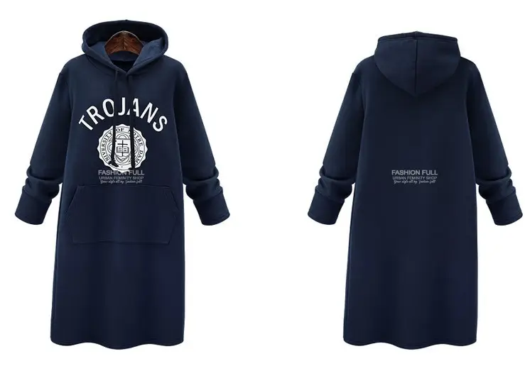 Trojans Hoodie Set Large Women Navy Grey Velvet Padded — feature 9