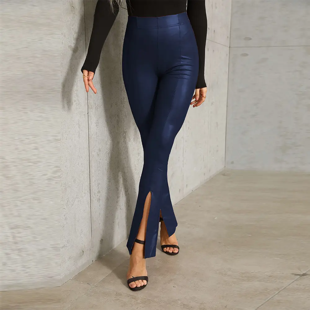 Sexy PU Leather High Waist Flared Pants Large - Image 4