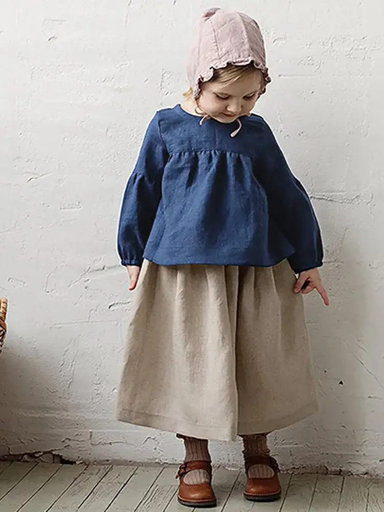 Baby Girl Cotton Linen Blouse Long Sleeve White 2026 - Image 8